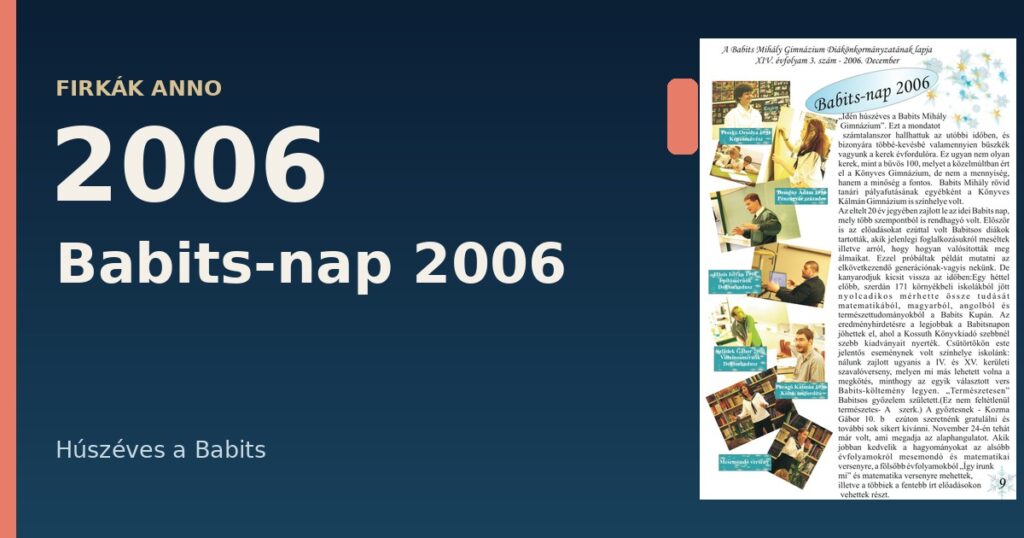 Firkák anno: Húszéves volt a Babits – Babits-nap 2006