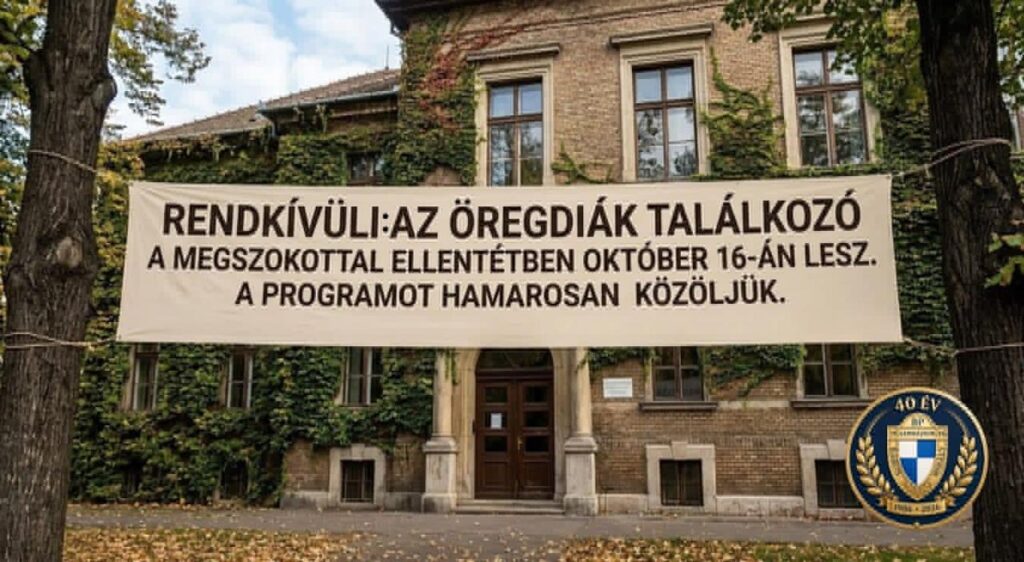 Rendkívüli: öregdiák-találkozó október 16-án