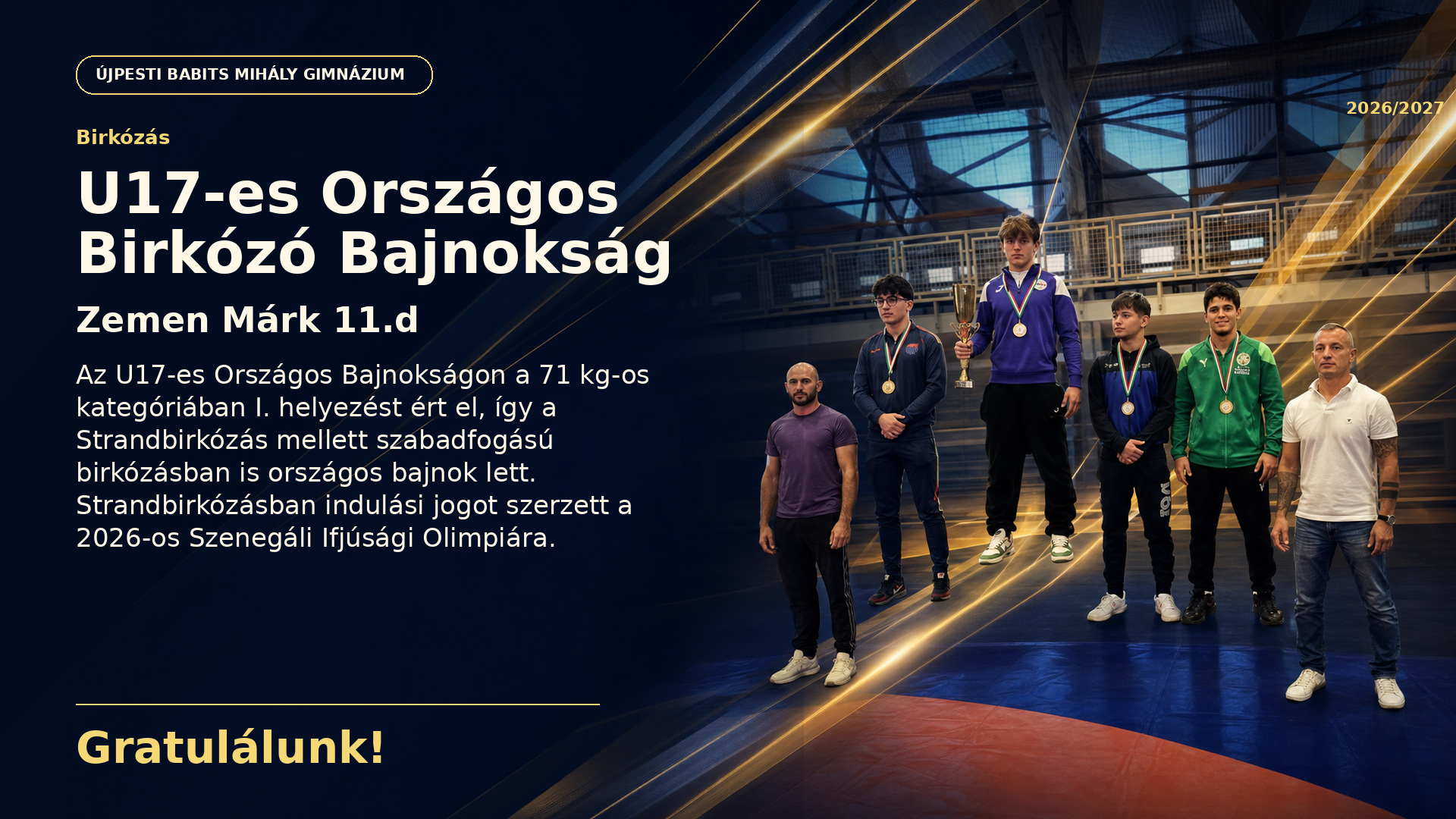 U17-es Országos Birkózó Bajnokság – generált tabló